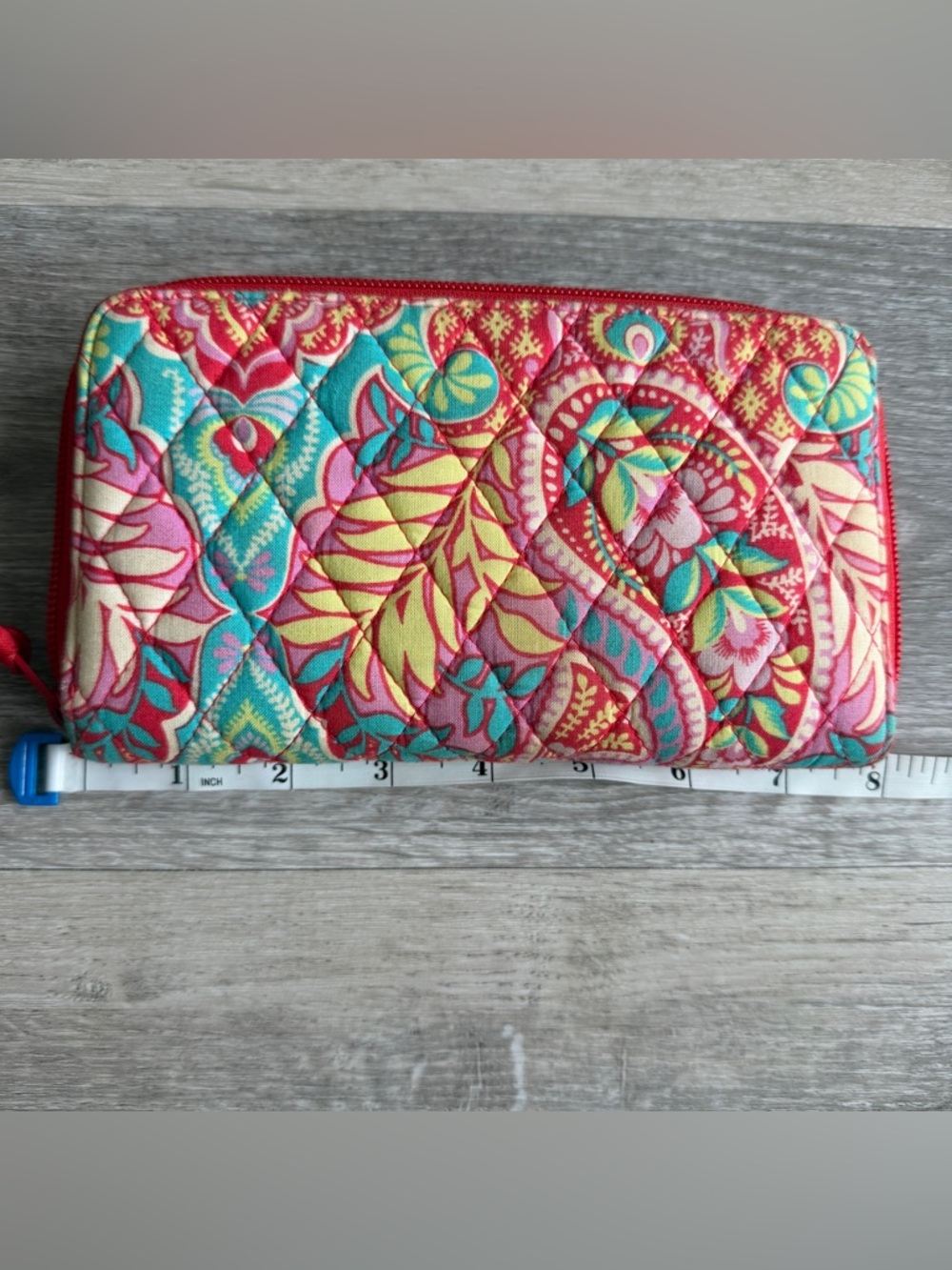 Vera Bradley tutti fruitti zip wallet 
Quilted Floral Wallet Coral, Teal Yellow